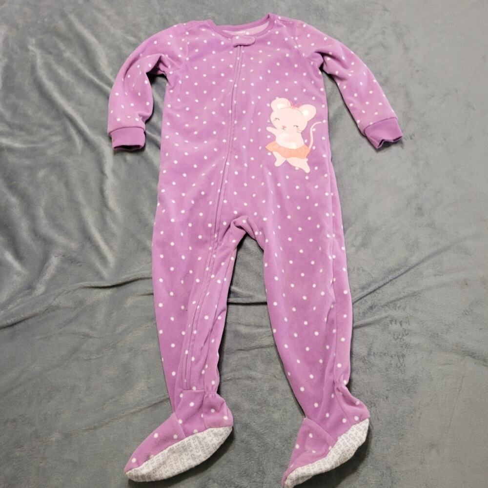 Carters Footed Pajama Girls 3 Toddler Purple Purple Ballerina Mouse One Piece PJ